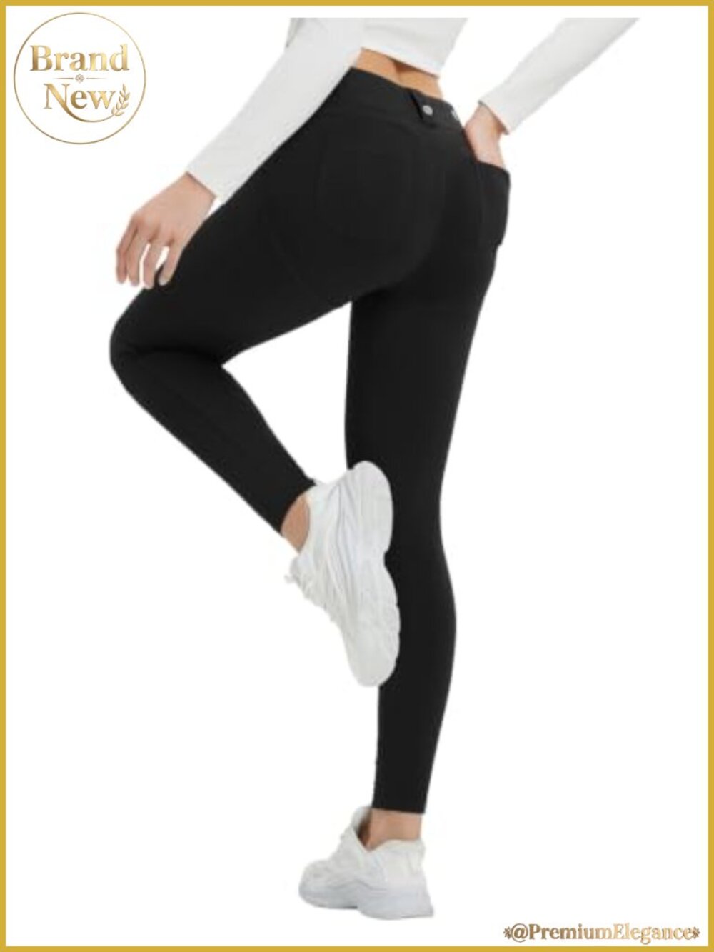Fleece Lined Thermal Leggings Pockets High Rise Ankle Winter